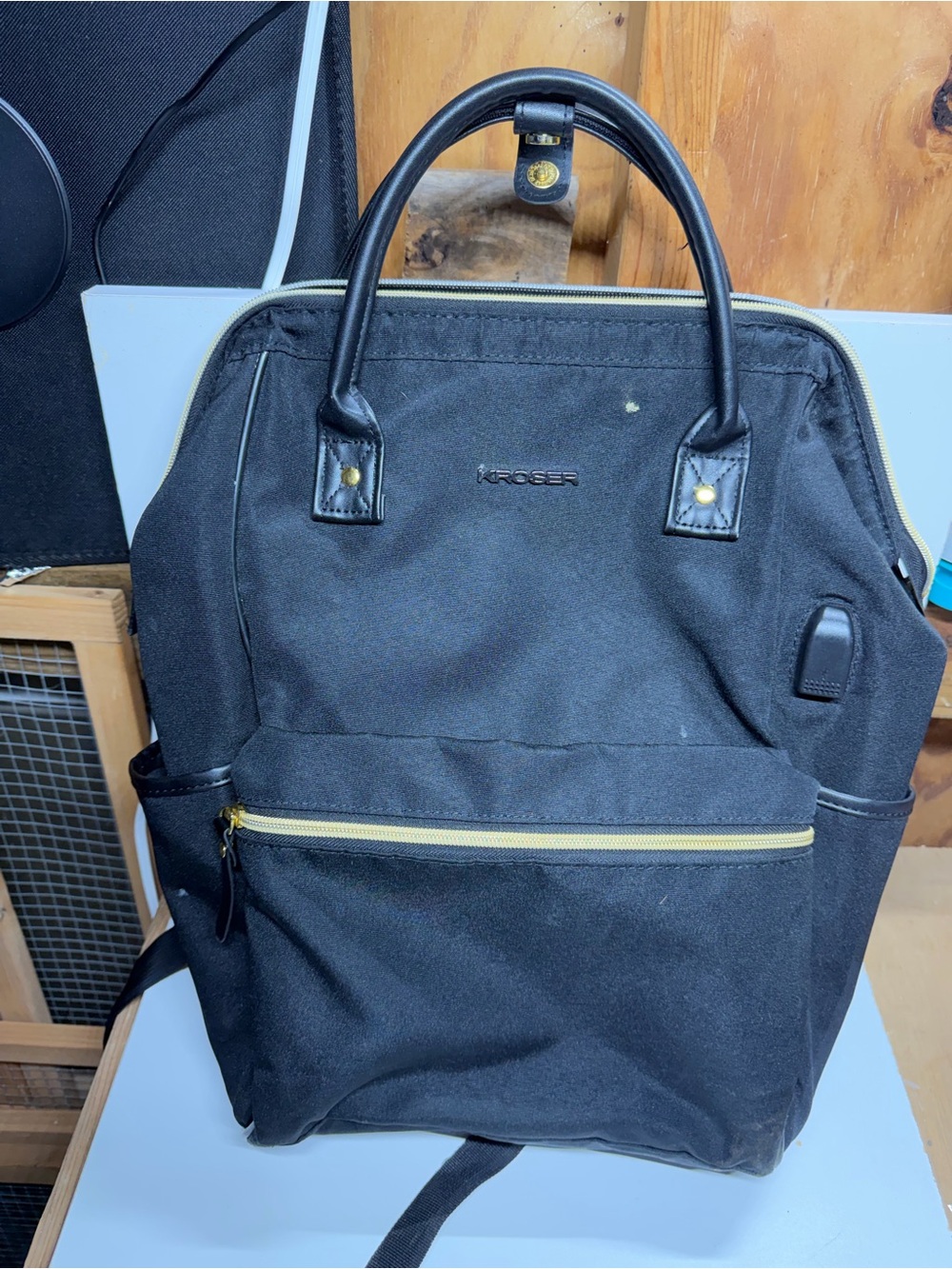 KROSER Black Laptop Backpack USB Charging Port Doctor Bag Travel Work Bag